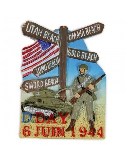 Magnet, D-Day road signe + solider, resin