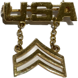 Broche, Sweetheart, USA, Sergeant, Sterling