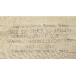 Caleçon long, US Army, taille 32, 1943