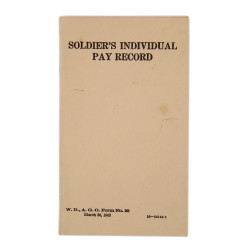 Livret de solde, Soldier's Individual Pay Record, 1942, vierge