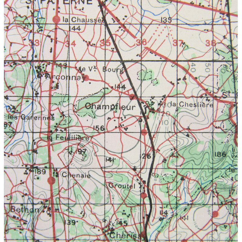 Map, Alençon-Mayenne, 1944
