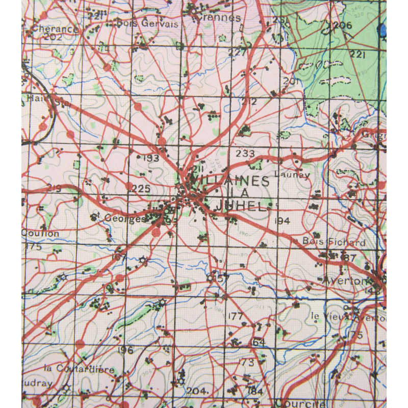 Map, Alençon-Mayenne, 1944