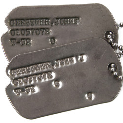 Plaques d'identité, Dog Tags, Cpt. John Gerstner, 8th Infantry Division
