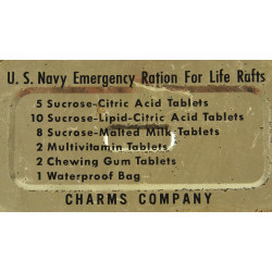 Boîte de ration de survie, US Navy, CHARMS COMPANY, pleine