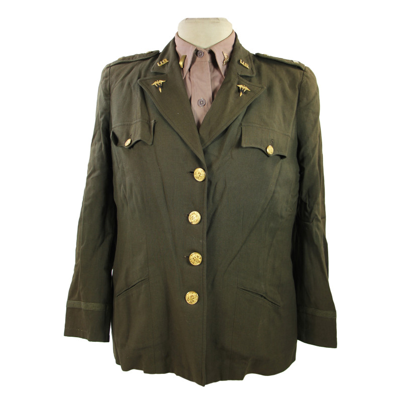 Veste de sortie US Army Nurse Corps chocolat 2nd Lieutenant avec chemise Pink