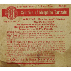 Boîte de 5 syrettes de morphine, USAMD, Item No. 9115500