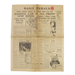 Journal britannique, Daily Herald, 17 février 1945, "Martial Law in All Front Line Zones", NAAFI