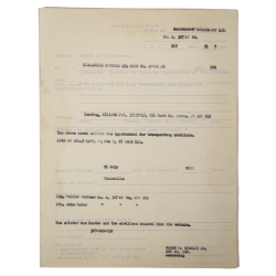 Report of Delinquency, Pvt. Carving Elliott, 254th Port Company, Blosville, Normandy, 1945