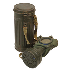 Masque à gaz M30 allemand, 1942, avec boîtier nominatif