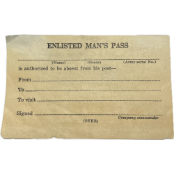Enlisted Man's Temporary Pass, US Army, 1942