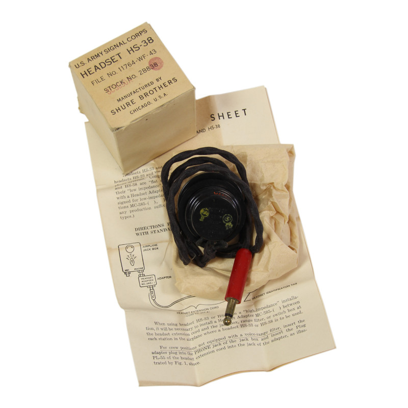 Headset, HS-38, US Army Signal Corps, 1943, in Box Headset, HS-38, US Army Signal Corps, 1943, in Box