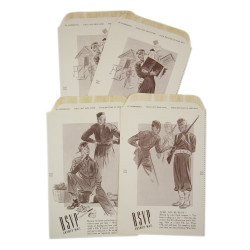 Papier à lettre, US Army, 4 feuillets & 4 enveloppes assorties, Answer-Mail