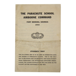 Livret théorique, Parachute Packing, The Parachute School Airborne Command, Fort Benning, 1943