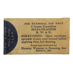 Sachet de sulfanilamide, Hynson, Westcott & Dunning, Inc., plein