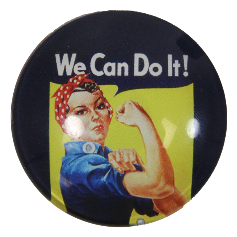 Magnet, round, globe, We Can Do It!