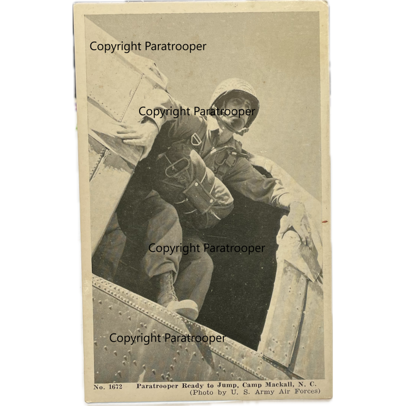 Postcard, US Paratroops, Camp Mackall, 'Ready to Jump' Postcard, US Paratroops, Camp Mackall, 'Ready to Jump'