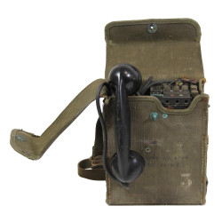 Téléphone de campagne EE-8-B, Signal Corps, avec sacoche en toile