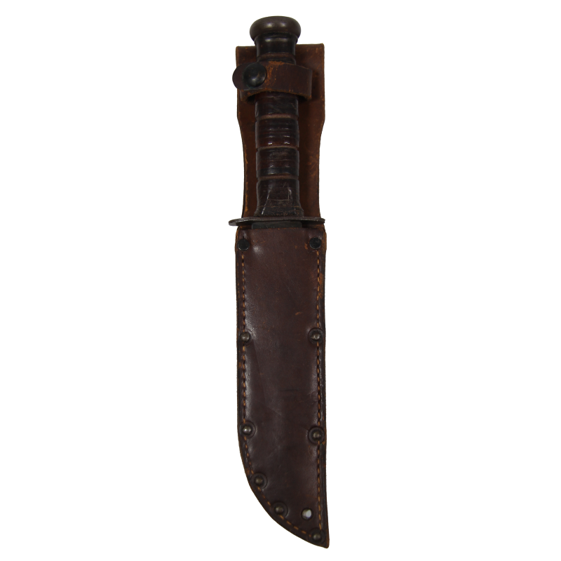 Knife, Combat, USMC, 1st Type, KABAR, OLEAN, N.Y., with Leather Scabbard