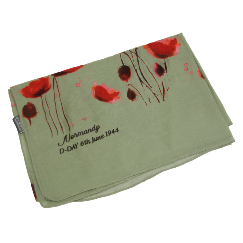 Foulard coquelicots, kaki