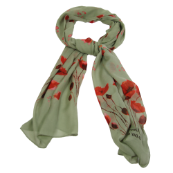 Scarf, Poppies, Khaki