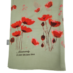 Scarf, Poppies, Khaki