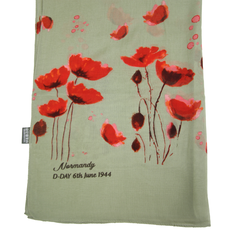 Scarf, Poppies, Khaki