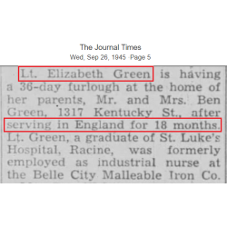 Plaque d'identité & documents, 1st Lt. Elisabeth Green, US Army Nurse Corps, 192nd General Hospital, ETO