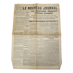 Newspaper, Belgian, Le Nouveau Journal, 9 novembre 1942, 'Les Américains attaquent l'Afrique française'