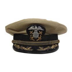 Casquette officier supérieur, US Navy, beige, WOLF-BROWN INC., nominative