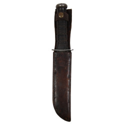 Couteau de combat, MK 2, KA-BAR, OLEAN, N.Y., USMC, avec fourreau en cuir