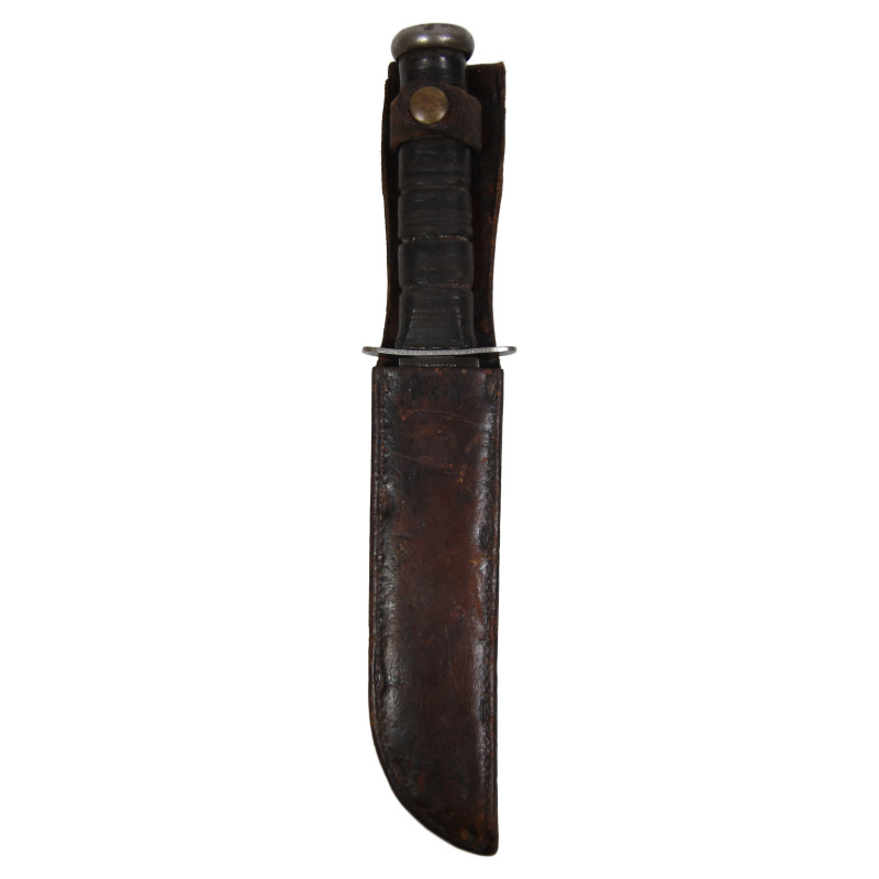Knife, Fighting, MK 2, KABAR, OLEAN, N.Y., USMC, with Leather Scabbard