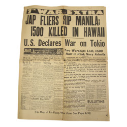 Journal, The Los Angeles Herald-Express, 8 décembre 1941, "Jap Fliers Rip Manila, 1500 Killed in Hawaii"