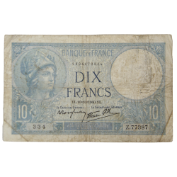 Billet, 10 francs français, 1940