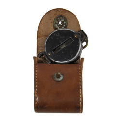 Boussole de marche, W.& L.E. GURLEY, avec étui en cuir de fabrication artisanale