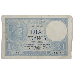 Banknote, 10 French Francs, 1941