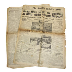 Newspaper, The Evening Bulletin, June 8, 1944, 'Allies Move to Cut Off Cherbourg as Nazis Report Russian Offensive'