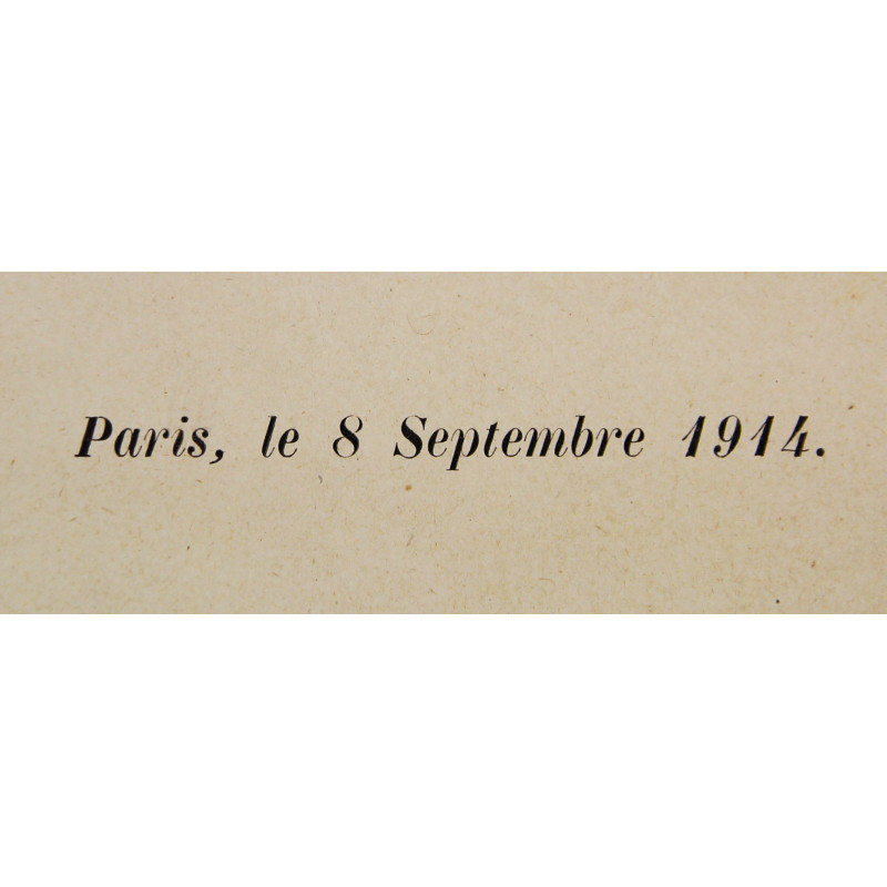 Poster, Publication des Renseignements Officiels, Préfecture de la Sarthe, 8 septembre 1914