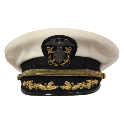 Cap, Senior Officer, US Navy, White, BANCROFT, Size 7, Named