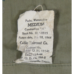 Parka de pluie US Army, à crochets, Medium, 1944