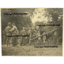 Photo, Soldats US et civils, Normandie