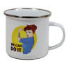 Cup, Enameled Metal, Rosie the Riveter Cup, Enameled Metal, Rosie the Riveter