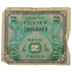 Banknote, 2 Francs, Invasion Money, 1944