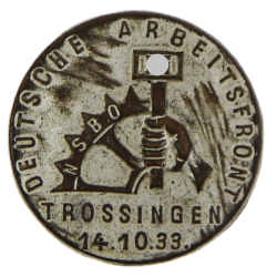 Badge, Deutsches Arbeitsfront, Trossingen, October 14, 1933