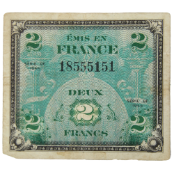 Banknote, 2 Francs, Invasion Money, 1944