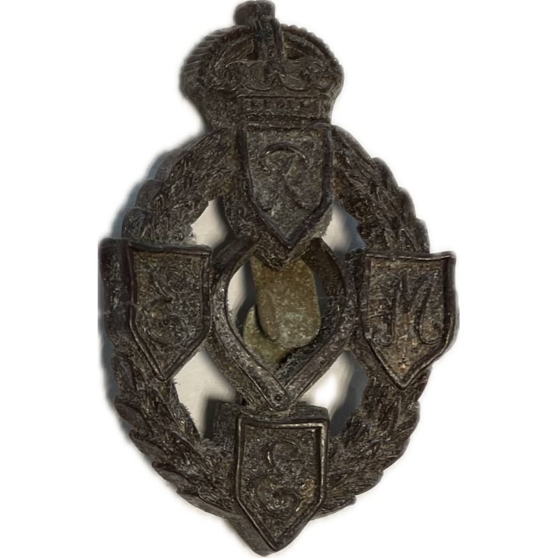 Cap badge, The Royal Electrical and Mechanical Engineers, plastique, (Economy Issue)