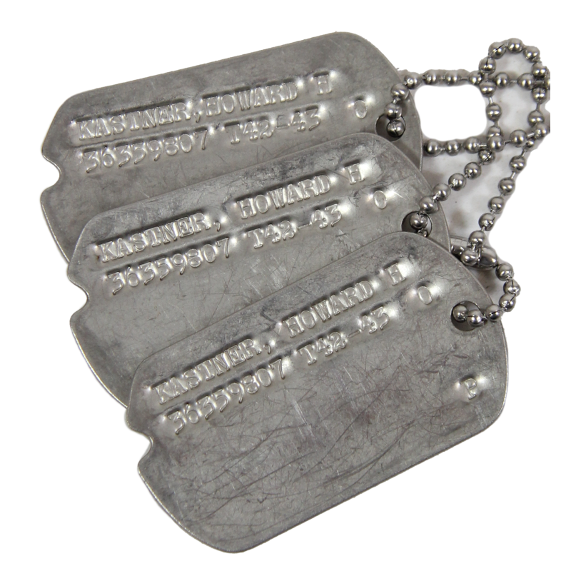 Dog Tags, Pvt. Howard Kastner, Battery B, 209th Field Artillery Bn. Dog Tags, Pvt. Howard Kastner, Battery B, 209th Field Artillery Bn.