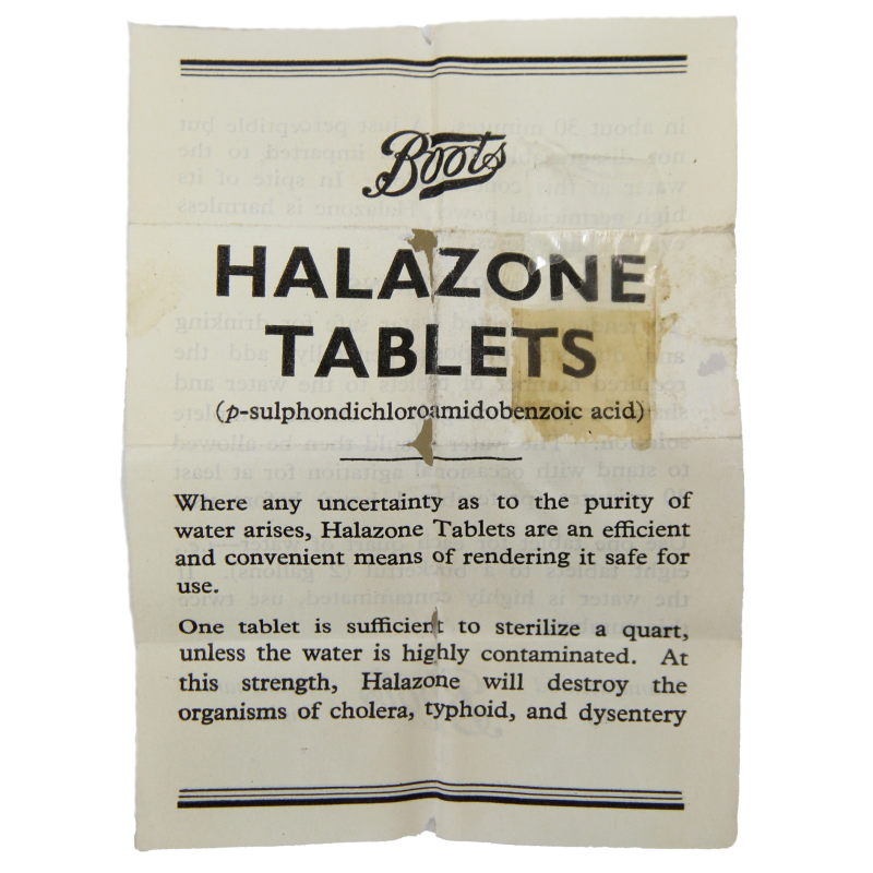 Bottle, Tablets, Halazone, Boots Pure Drug Co. Ltd.