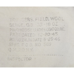 Trousers, Wool, Serge, OD, 34 x 35