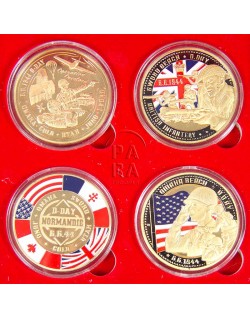 Box, 3 coins, commemoratives