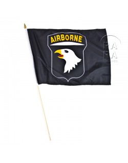 Drapeau 101e Airborne Division, noir, sur bâton